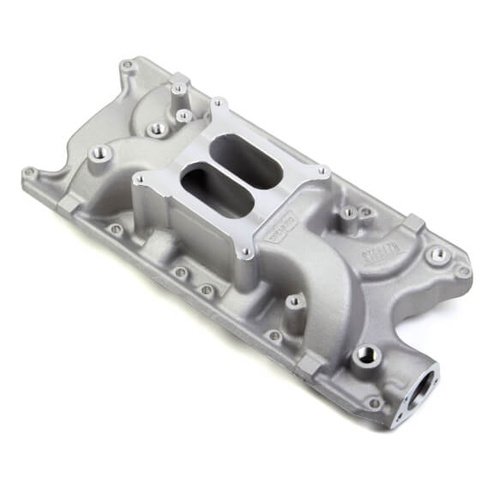 Weiand Intake Manifold, Carb, High Rise, 4.35/5.59 in. Height, Idle-6000 RPM, For Ford SB V8, Satin, Each