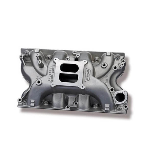 Weiand Intake Manifold, Carb, High Rise, 5.25/6.75 in. Height, idle-6800 RPM, For Ford BB V8, Satin, Each