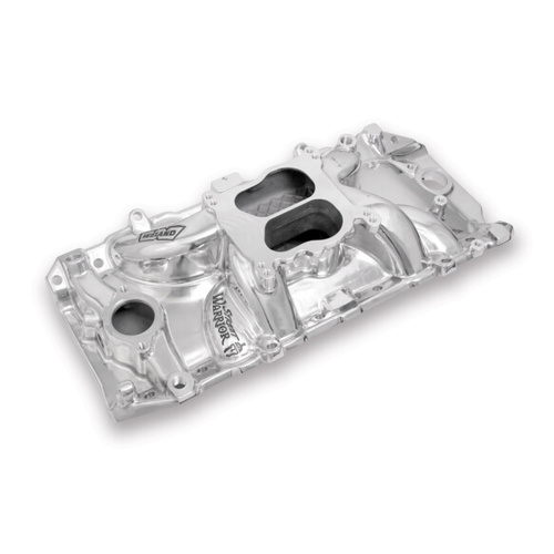 Weiand Intake Manifold, Street Warrior, Dual Plane, Polished, Square/Spread Bore, For Chevrolet, Big Block, Peanut Port, Each