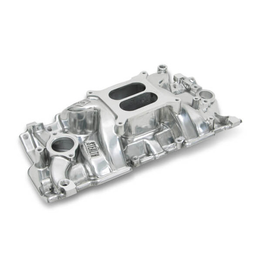 Weiand Intake Manifold, Carb, High Rise, 4.19/5.27 in. Height, 1500-6700 RPM, For Chevrolet SB Gen I, Shiny, Each