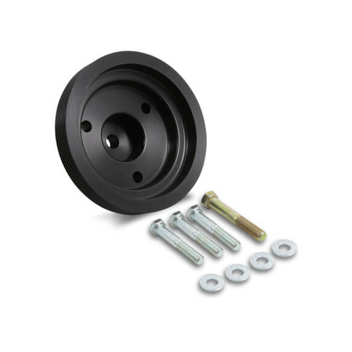 Weiand Pulley, Crankshaft, Serpentine, Aluminium, Natural, 6-Groove, 6.00 in. Diameter, For Chevrolet, Small Block, Each