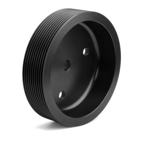 Weiand Crankshaft Pulley, Serpentine, 10-Groove, 6 in., Steel, Black, For Chevrolet, Each
