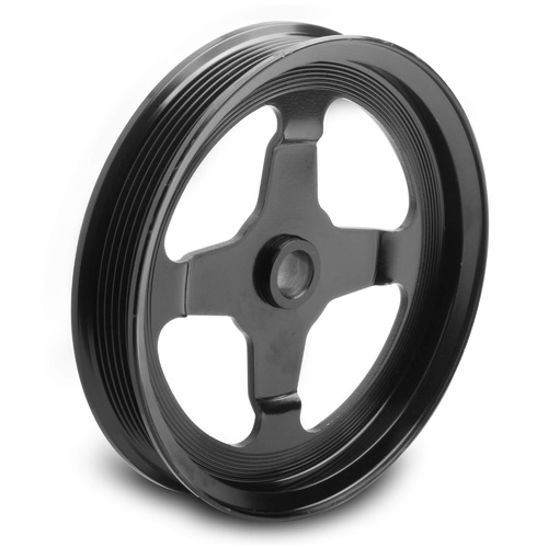 Holley Power Steering Pulley, Serpentine, 6-groove, Steel, Black, 6.700 in. O.D, For Chevrolet, Each