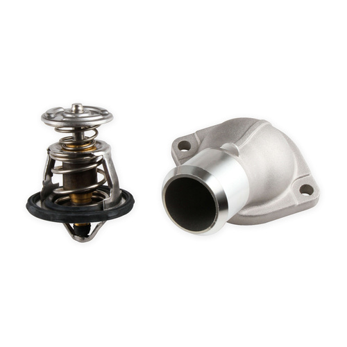 Holley Water Neck, Aluminium, Natural, 180 Degree Thermostat, 1.50 in. Hose, GM, LS/LT Engines, Each