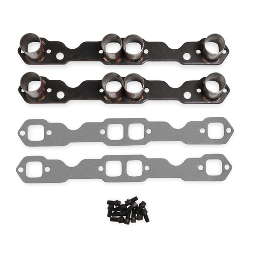 Hooker Header Flanges with Stubs, Mild Steel, 5/16 in. Thick, Square 1 3/4 in. Port, For Chevrolet, Small Block, Kit