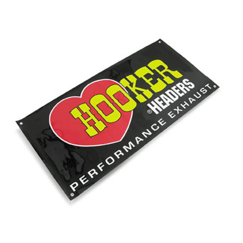 Hooker Banner, Vinyl, Red, Headers Logo, 24 in. Width, 48 in. Length, Each