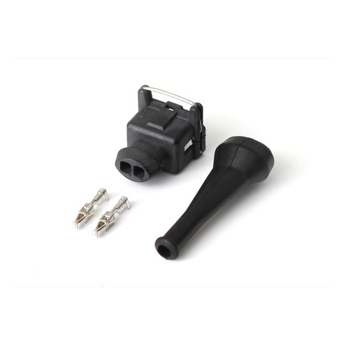 Haltech Engine and Sensor Plugs and Pins, Plug and Pins Only - Bosch EV1 (Square) 2 Pin Junior Timer Female Connector, Each