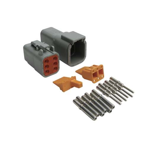 Haltech Wiring and Connectivity Accessories, Universal Plugs and Pins, Plug and Pins Only - Matching Set of Deutsch DTM-6 Connectors (7.5 Amp), Each