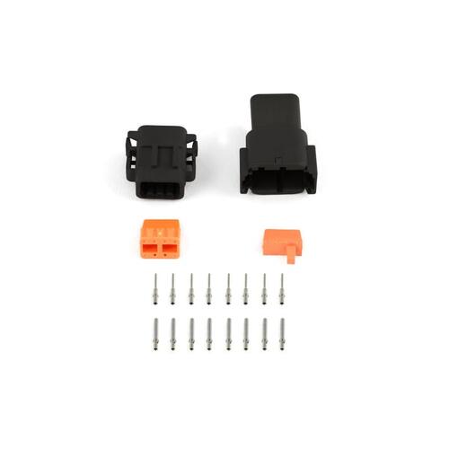 Haltech Plug and Pins Only - Matching Set of Deutsch DTM-8 Connectors (Black Keyway B - 7.5 Amp)