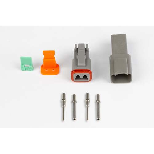 Haltech Universal Plugs and Pins, Plug and Pins Only - Matching Set of Deutsch DT-2 Connectors (DT06-2S + DT04-2P) - (13 Amp), Each