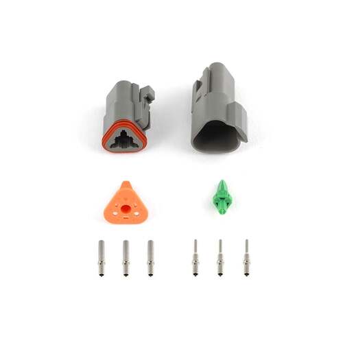 Haltech Universal Plugs and Pins, Plug and Pins Only - Matching Set of Deutsch DT-3 Connectors (DT06-3S + DT04-3P) - (13 Amp), Each
