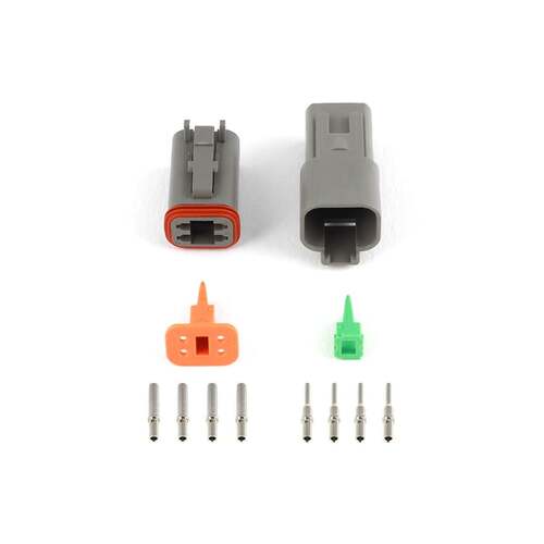 Haltech Universal Plugs and Pins, Plug and Pins Only - Matching Set of Deutsch DT-4 Connectors (DT06-4S + DT04-4P) - (13 Amp), Each