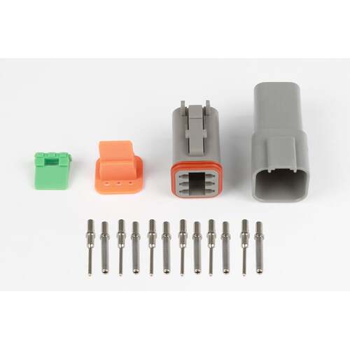 Haltech Universal Plugs and Pins, Plug and Pins Only - Matching Set of Deutsch DT-6 Connectors (DT06-6S + DT04-6P) - (13 Amp), Each