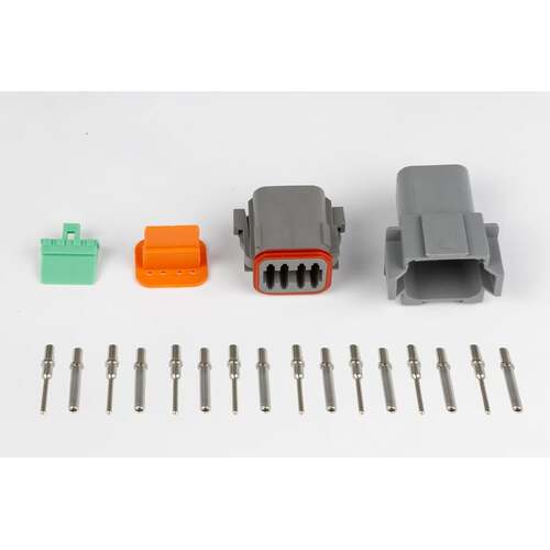 Haltech Universal Plugs and Pins, Plug and Pins Only - Matching Set of Deutsch DT-8 Connectors (DT06-8S + DT04-8P) - (13 Amp), Each