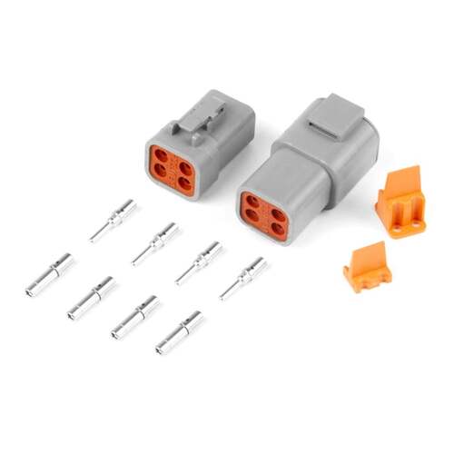 Haltech Wiring and Connectivity Accessories, Universal Plugs and Pins, Plug and Pins Only - Matching Set of Deutsch DTP-4 Connectors (25 Amp), Each