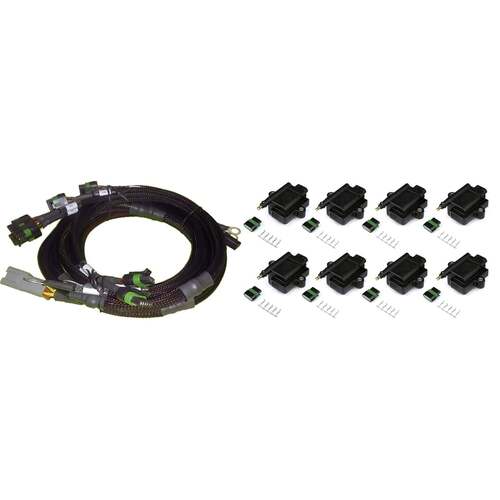 Haltech Elite ECU Terminated Engine Harnesses, V8 GM/Chrysler Hemi Small/Big Block 8 x Individual High Output IGN-1A Inductive Coil and Harness Kit