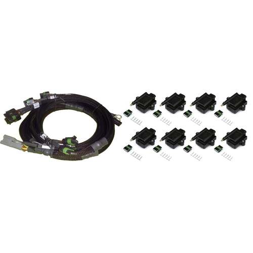 Haltech Elite ECU Terminated Engine Harnesses, V8 Ford Small/Big Block 8 x Individual High Output IGN-1A Inductive Coil and Harness Kit