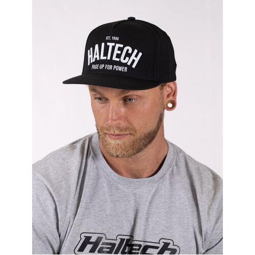 Haltech Merchandise, Snap Back Black with White Text Size: One size fits all.