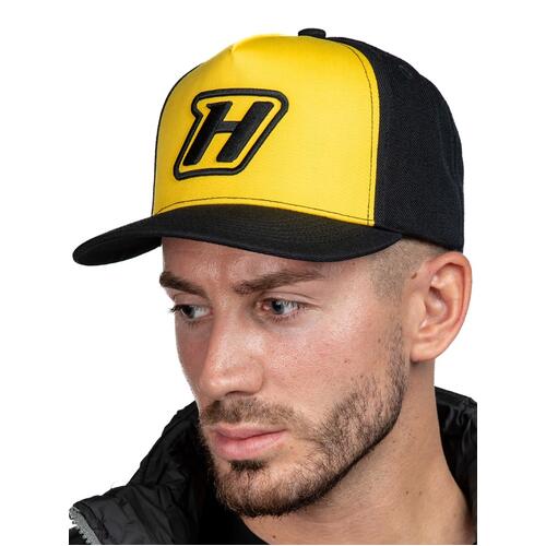 Haltech Merchandise, Snap Back Yellow with H Logo Size: One size fits all.