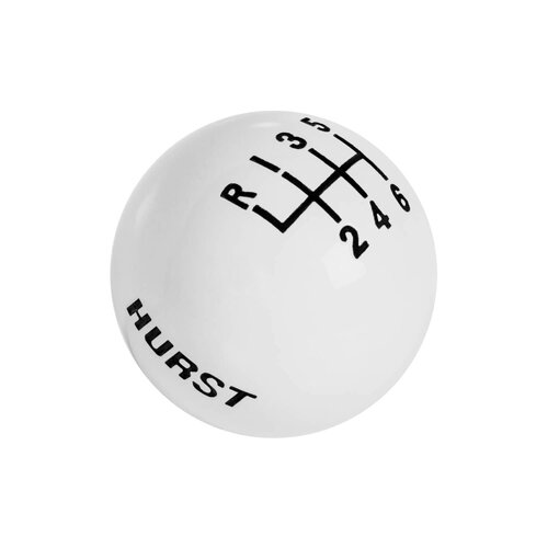 Hurst Packaging-Accessories, Shftr Knob-White 6 Spd (3/8-16) Logo