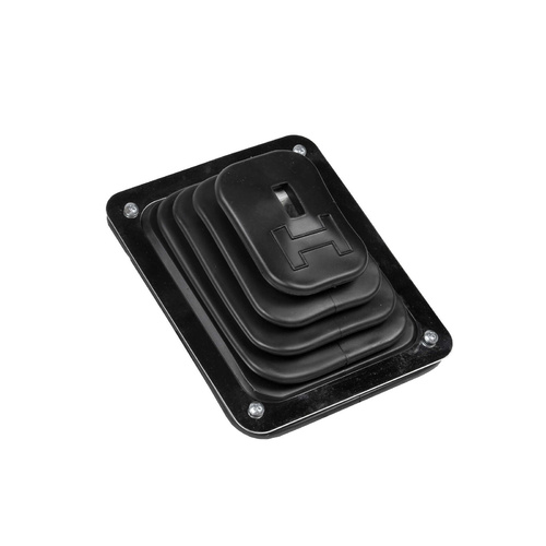 Hurst Shifter Boot and Plate, B-4 Shifter, Black, Rubber, Chrome Plated Steel Trim Plate, Hardware, Each