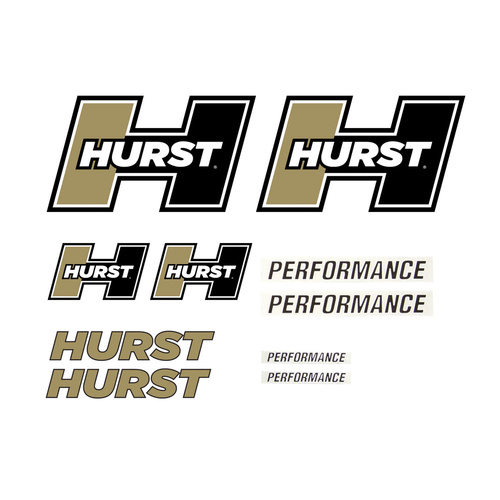 Hurst Decals, Vinyl, Gold/Black, Logo, Set of 9