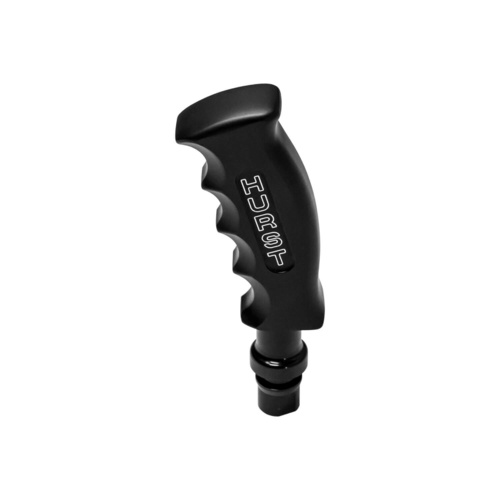 Hurst Shift Knobs, Pistol-Grip Shifter Handles, Pistol Grip Style, Aluminium, Black, Logo, Thread On 1/2-20 In. Attachment, Manual, Each