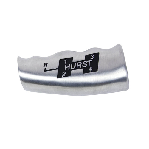 Hurst Shift Knob, T-Handle, Aluminium, Brushed, 4-Speed Pattern Upper Left Reverse Location with Logo, 3/8 in.-16 Thread, Manual Transmission, Each