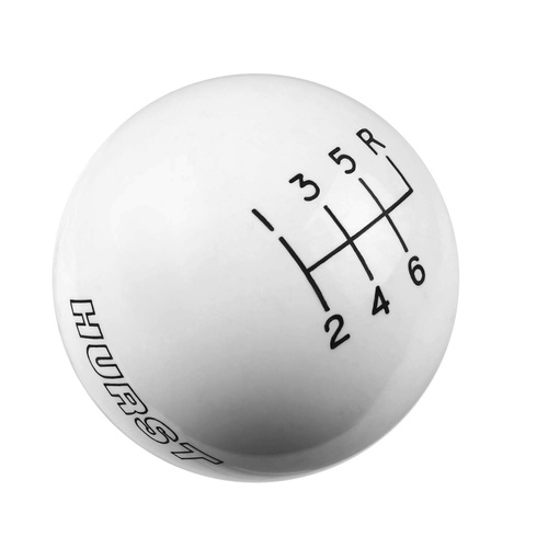 Hurst Shift Knob, Round, Plastic, White, 6-Speed Pattern, Manual Transmission, Each