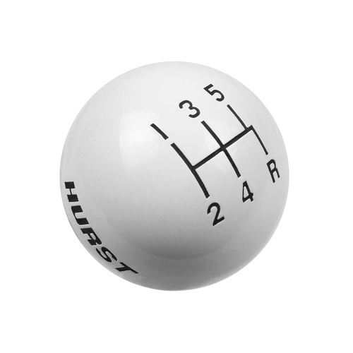 Hurst Shift Knob, Round, Plastic, White, 5-Speed Pattern, Manual Transmission, Each