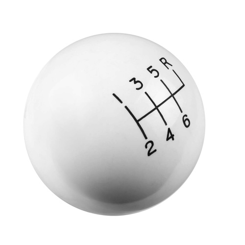 Hurst Shift Knob, Round, Plastic, White, 6-Speed Pattern, Manual Transmission, Each