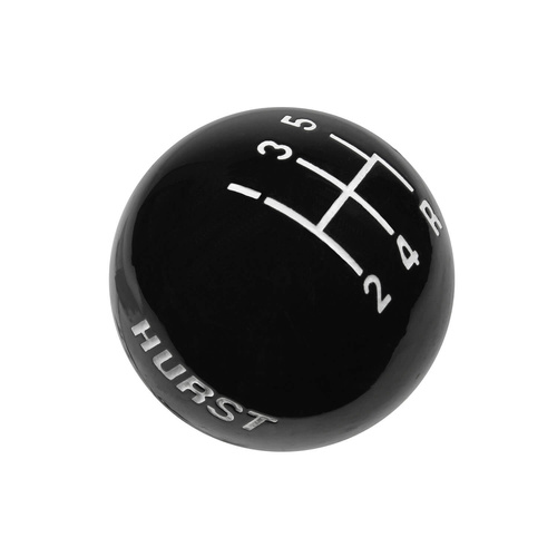 Hurst Shift Knob, Round, Plastic, Black, 5-Speed Pattern, Manual Transmission, Each