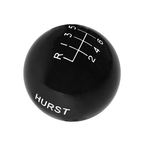 Hurst Shifter Knob, Round, Manual Transmission, M12 x 1.25mm Threads, Black, Plastic, For Ford, Mustang, Fiesta, Focus, Each