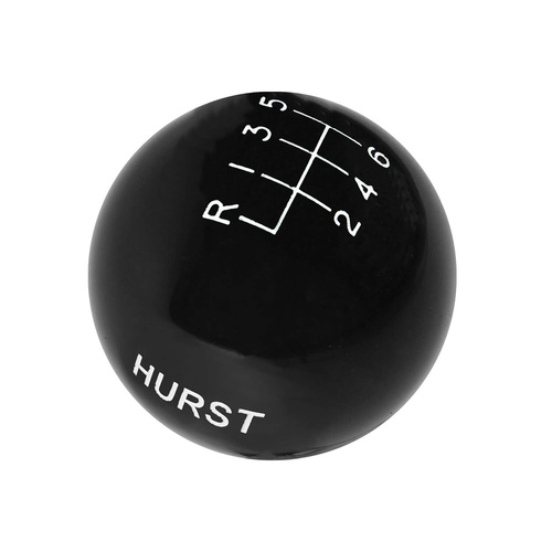 Hurst Shifter Knob, Round, Manual Transmission, M12 x 1.25mm Threads, Black, Plastic, For Ford, Mustang, Fiesta, Focus, Each