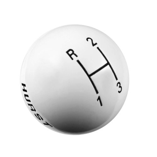 Hurst Shift Knob, Round, Plastic, 3-Speed Pattern, White, Manual Transmission, Each