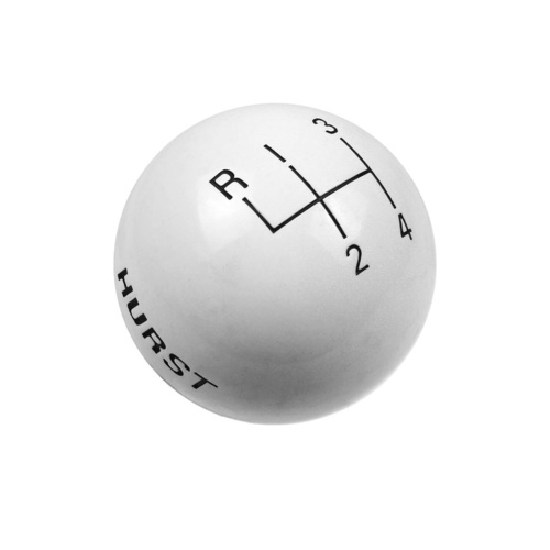 Hurst Shift Knob, Round, Plastic, White, 4-Speed Pattern, Manual Transmission, Each