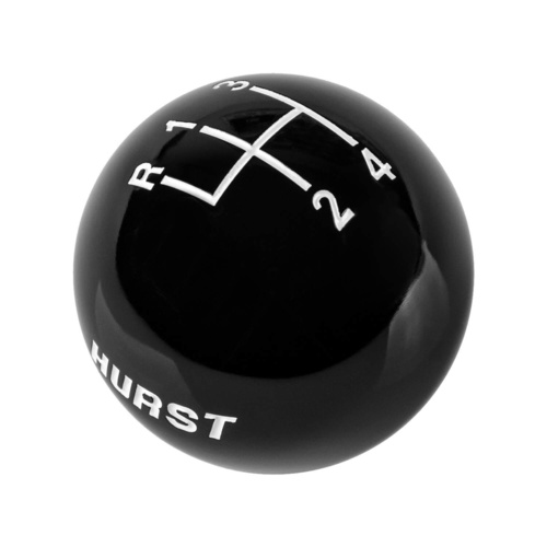 Hurst Shift Knob, Plastic, Black, 4 Speed, Logo, 3/8 in.-16, Each