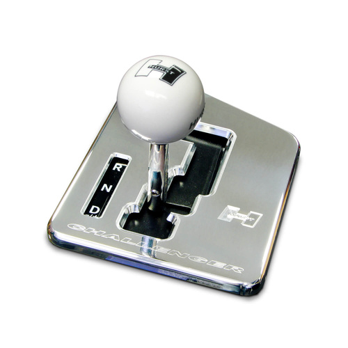 Hurst Mopar Comp Shifter, Polished Plate, White Knob, For Dodge, Autostick, Each