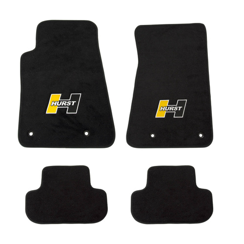 Hurst Floor Liner, Front/Second Seat, Carpeted, Black, Gold/Black in. Hin. Logo, For Chevrolet, Set of 4