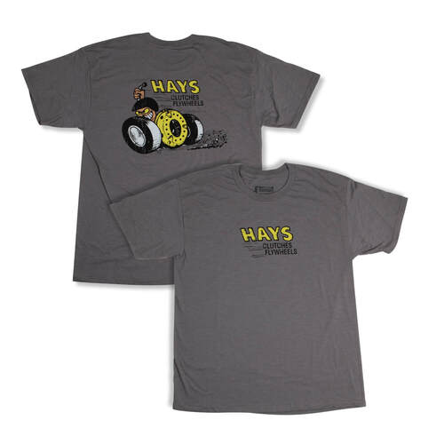 Hays Cartoon Clutches and Flywheels T-Shirt, Grey, Men's