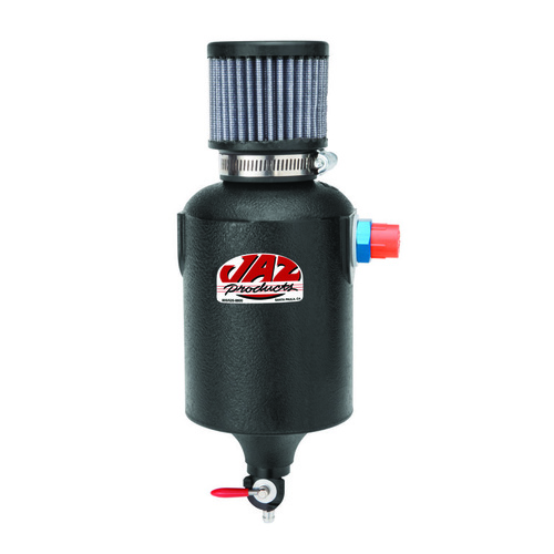 JAZ Breather Tank, 1 qt., Round, Polyethylene, Black, -12 AN Inlet, Universal, Each