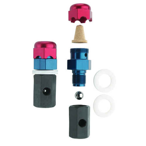 JAZ Tip Over Valve, Aluminium, Black/Blue Anodized, Female -8 AN to Male -8 AN, Each