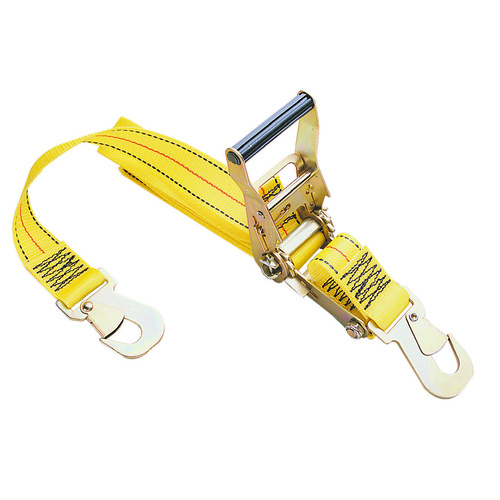 JAZ Tie-Down Strap, Twisted Snap Hook, Ratchet, Yellow, 2.0 in. Width, 8 ft. Length, 3, 333 lbs. Rating, Each