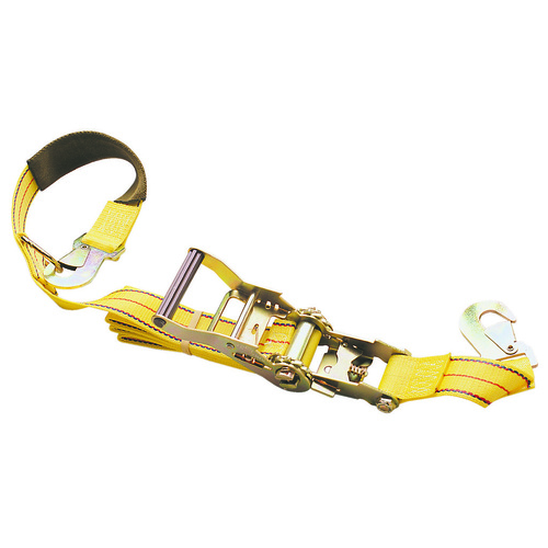 JAZ Tie-Down Strap, Twisted Snap Hook, D-Ring, Yellow, 2.0 in. Width, 8 ft. Length, 3, 333 lbs. Rating, Each