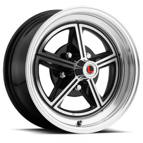 Legendary Wheel Wheel, LW30 Series, Cast Aluminium, 15 in. Dia., 7 in. Width, 7 mm Offset, 5x4.5 in. Bolt Pattern, Gloss Black/ Machined, Each