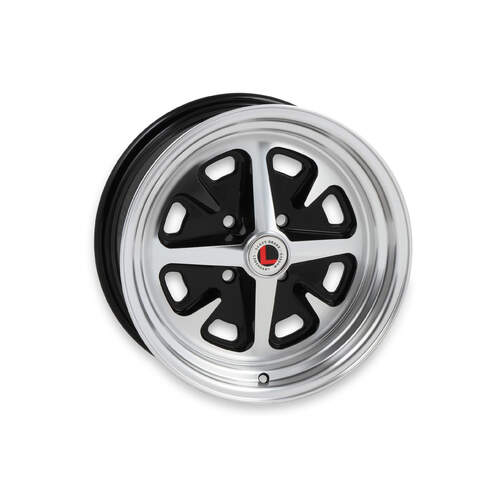 Legendary Wheel Wheel, LW40 Series, Magnum, Cast Aluminium, 14 in. Dia., 6 in. Width, 5 mm Offset, 4x4.5 in. Bolt Pattern, Gloss Black/ Machined, Each
