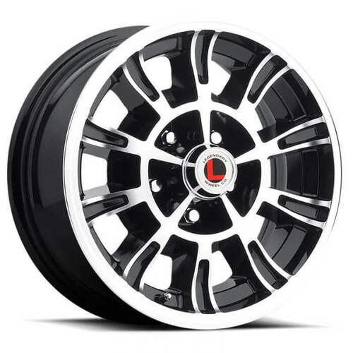 Legendary Wheel Wheel, LW66 Series, Cast Aluminium, 15 in. Dia., 7 in. Width, 7 mm Offset, 5x4.5 in. Bolt Pattern, Gloss Black/ Machined, Each