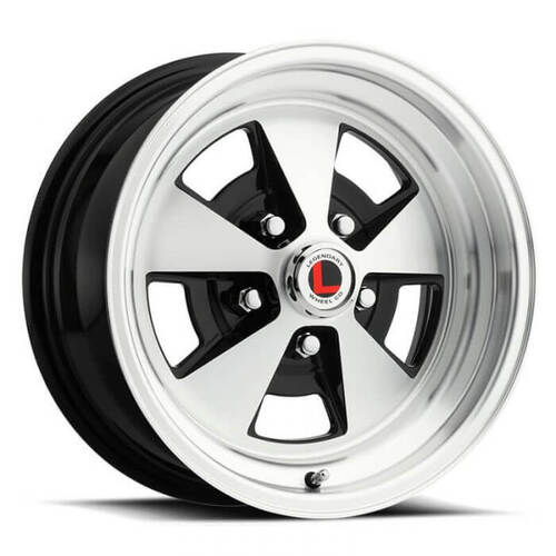 Legendary Wheel Wheel, LW67 Series, 15 in. Dia., 7 in. Width, 4.55 mm Offset, 5x4.5 in. Bolt Pattern, Gloss Black/ Machined, Each