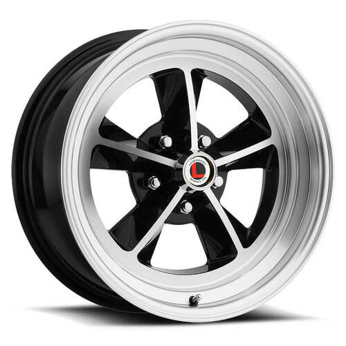 Legendary Wheel Wheel, LW69 Series, GT9, Cast Aluminium, 15 in. Dia., 7 in. Width, 6.9 mm Offset, 5x4.5 in. Bolt Pattern, Gloss Black/ Machined, Each