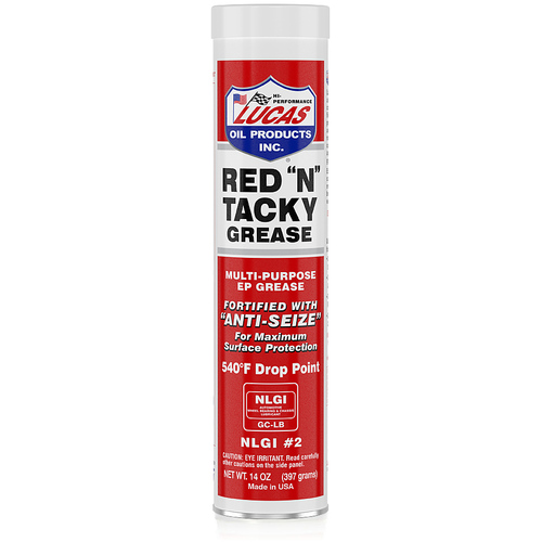 LUCAS Red 'N' Tacky Grease, 1 Ounce (420 ml) Cartridge, Each